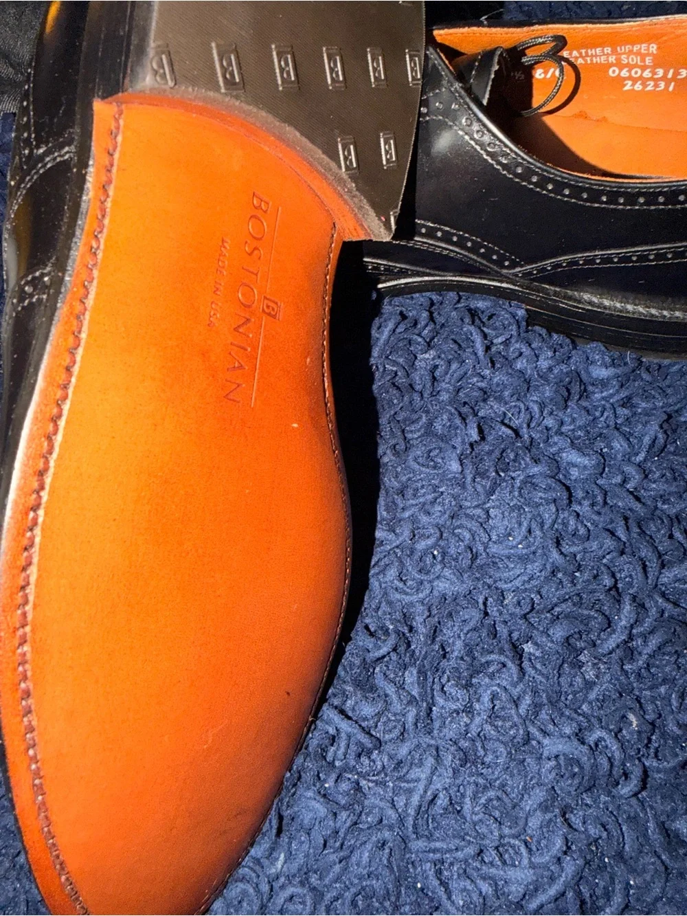 Bostonian Black Leather Wingtip Derby Shoes